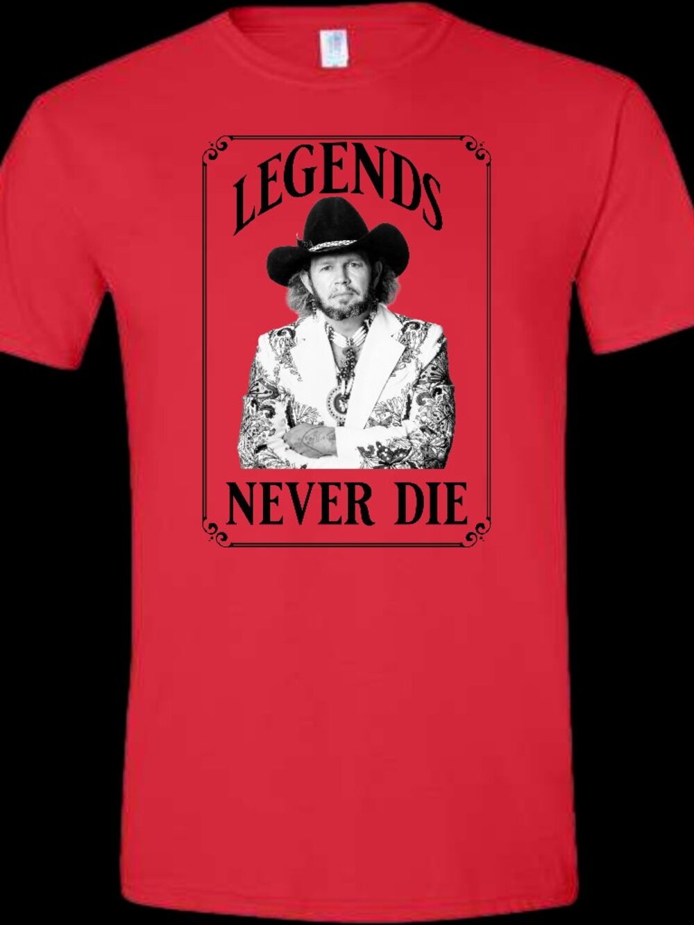 David Allan Coe Legends Never Die Crew Neck Short Sleeve T-Shirt
